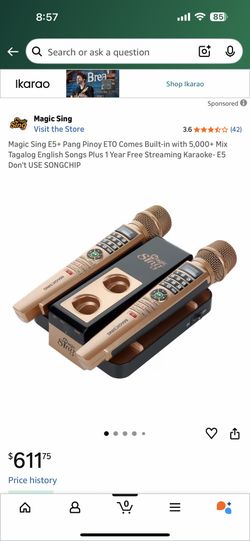 Brand: Magic Sing 4.1 # 2021 New Magic Sing E5+ 5000+ Tagalog English Builtin songs + WIFI Karaoke Two Wireless Mics 12K English 