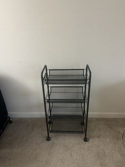  4 Tier Mesh Wire Rolling Cart, Storage Organizer Utility Cart