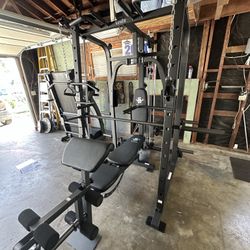 Vesta Fitness Smith Machine 1001 w/Bench Attachment | 245lb Cast Iron Olympic Weights | 7ft Olympic Bar | Fitness | Gym Equipment | FREE DELIVERY 🚚 