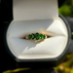 Jewelry 10k solid yellow gold 2.30CTW malachite ring sz 7.00