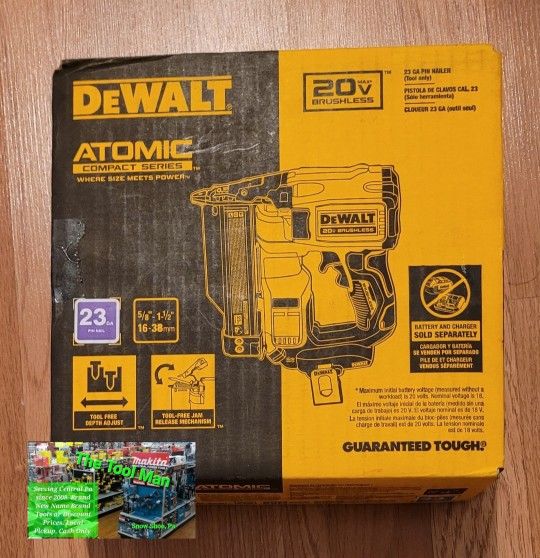 New Dewalt 20v Cordless 23ga. Finish Nailer Tool-only $160 Firm Pickup Only