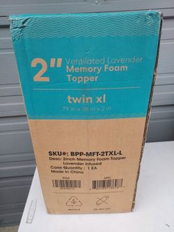 2" Ventilated Lavender Memory Foam Topper Twin XL