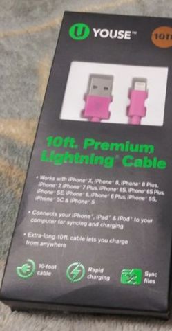 Pink 10ft iPhone Lightening Cable
