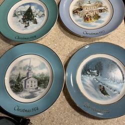 Avon Christmas Collection Plates Series  1974, 1976, 1977, 1978 