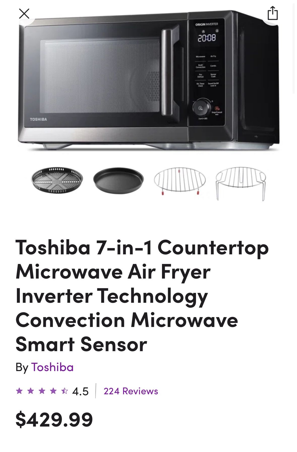 Toshiba 7-in-1 Microwave, Air Fryer, Etc