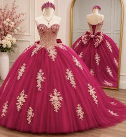 Fushia Dress, Quinceanera Dress, Vestido De Quinceanera, 15 Dress, Quince Gown, Sweet 16, Hot Pink Dress,