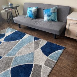 Grey Modern Futon With Small Desk Attached 