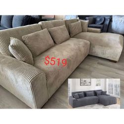 Corduroy living room sectional couch  - Limited Time Offer 
