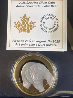 2025 Polar Bear 1oz Silver And Gold Round