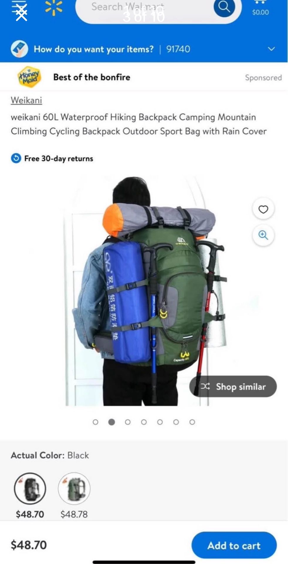 New , one hiking backpack. $25 ,  Azusa 