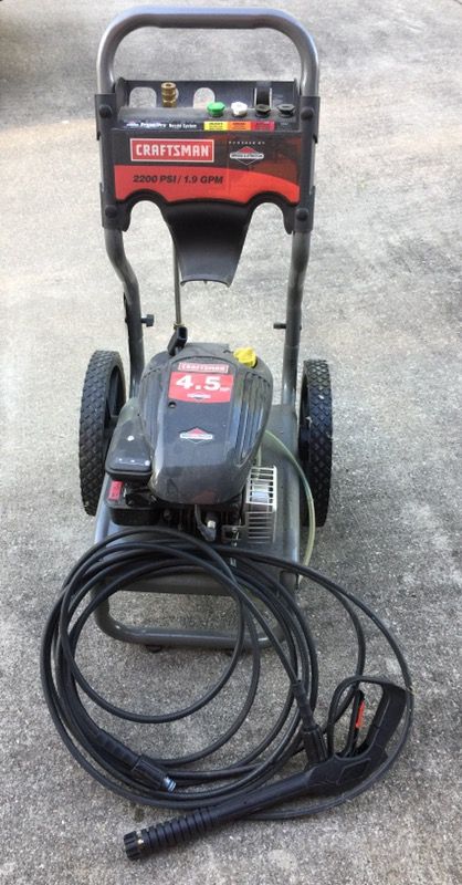 Craftsman 2200 psi gas pressure washer 4.5HP, 1.9 GPM