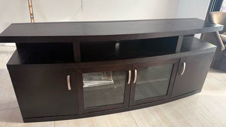 Dark Brown TV Stand with Cabinet Storage