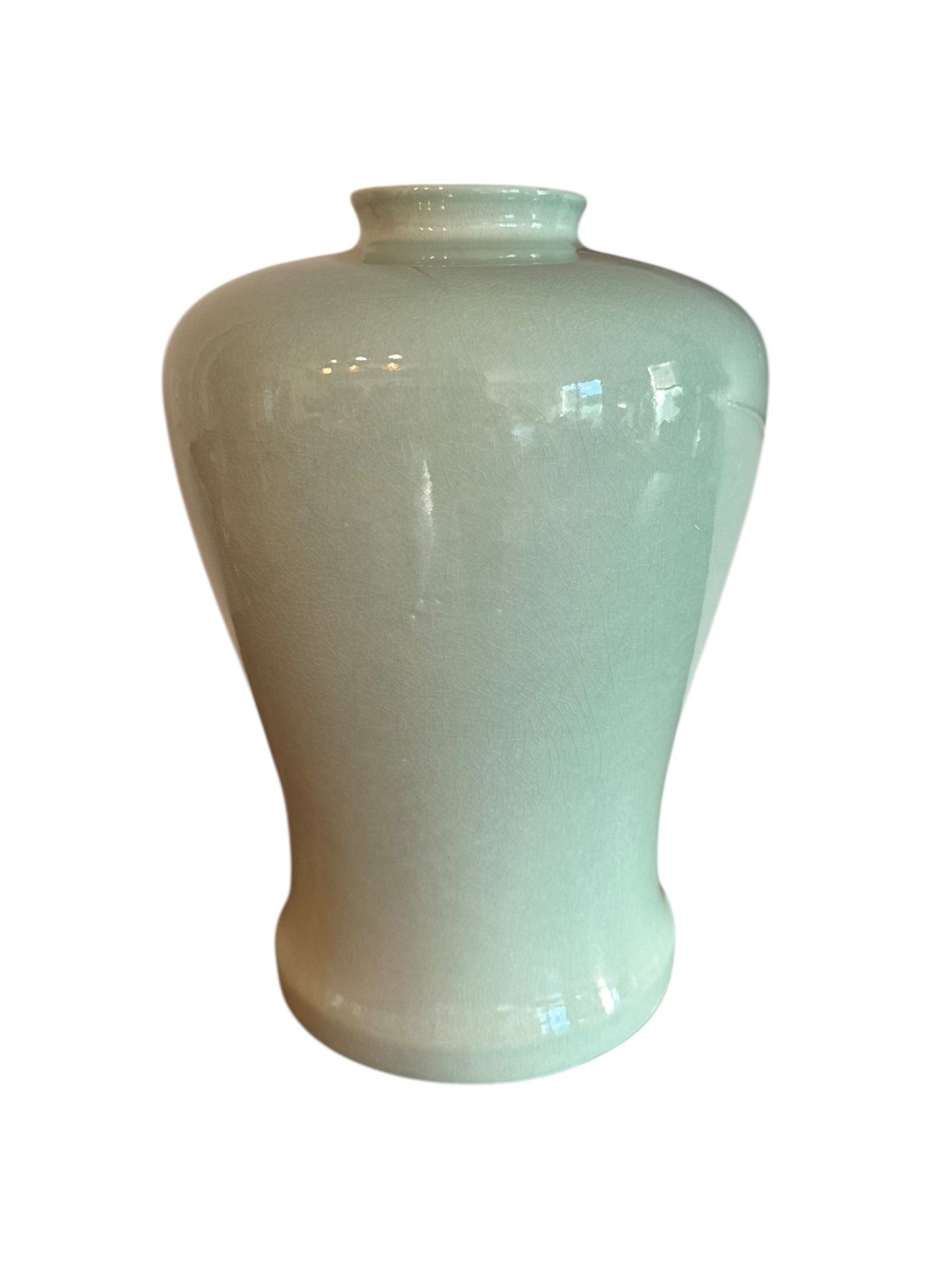 ⭐️MCM Celadon Crackle Glaze Vase – California Pottery – Large Vintage Statement Piece