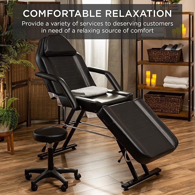 Dual Use Tattoo/Massage Table + LED Work Light + Chair On Wheels