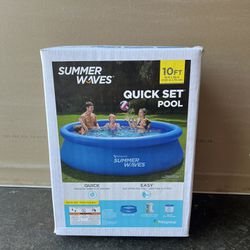 Summer Waves 10 Ft Quick Set Above Ground Swimming Pool with Filter Pump System - New