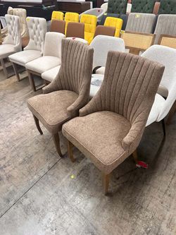 Customer Reviews for WONDER COMFORT Comfy Brown Linen Channel Tufted Upholstered Dining Chairs Set of 2 with Solid Wood Legs