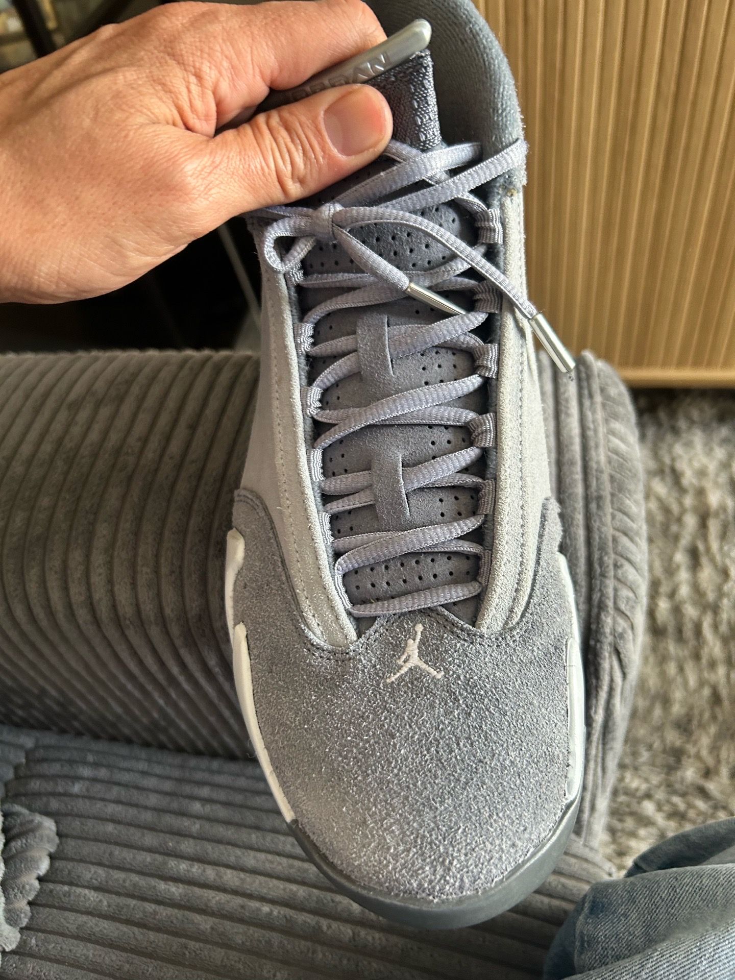 Jordan 14 wolf grey sz 10.5 very good condition display picture 1