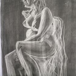 Charcoal Figure Drawing Of Woman Set