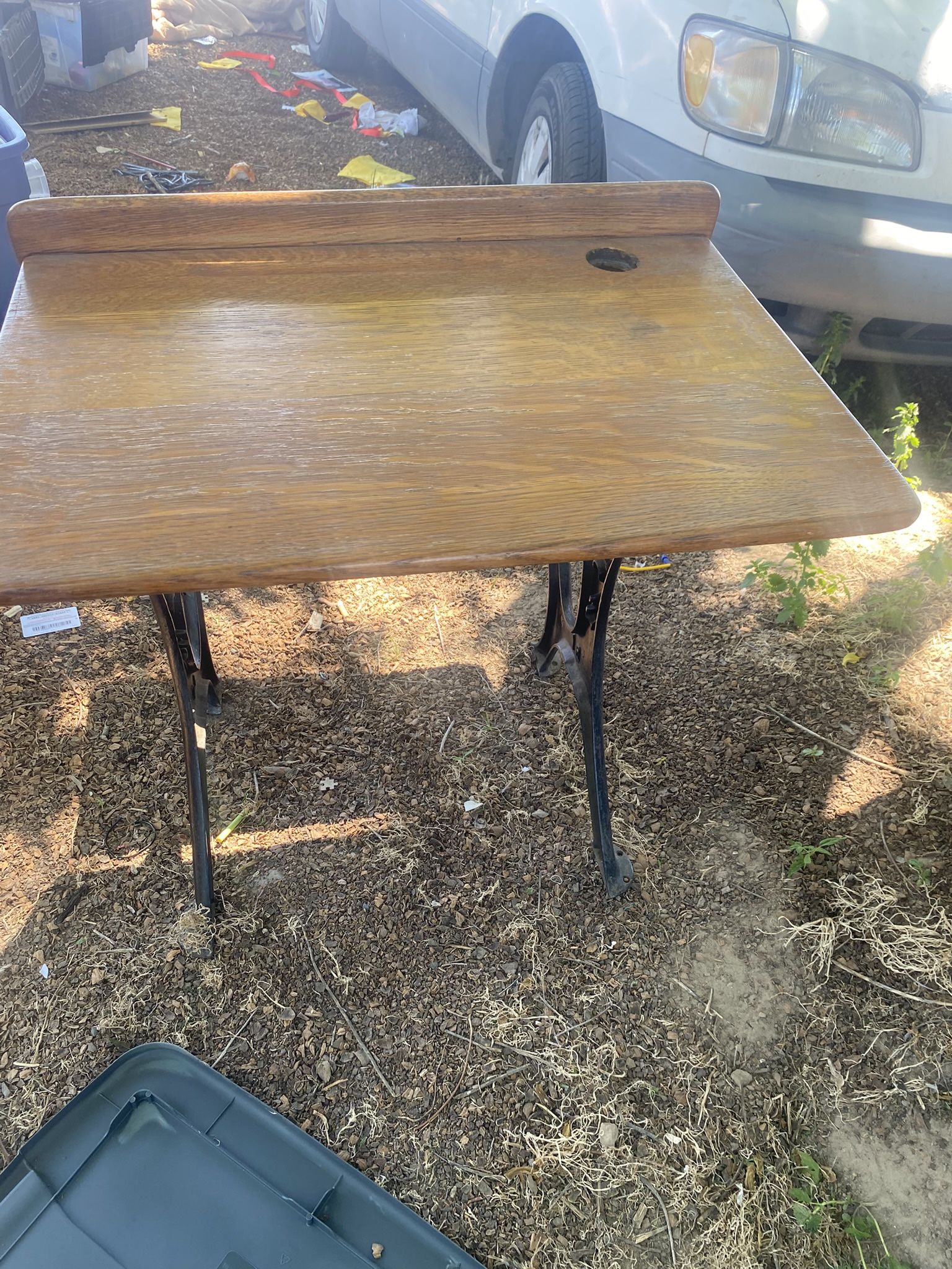 Antique Wood School Desk