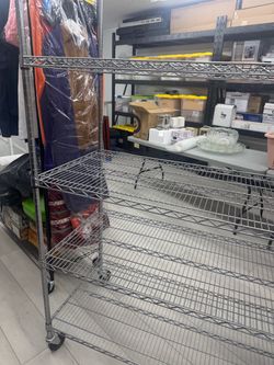 Chrome Wire Shelving Unit on Wheels  2 units $30 each