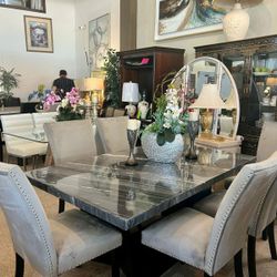 Genuine Marble Table and 6 Chairs