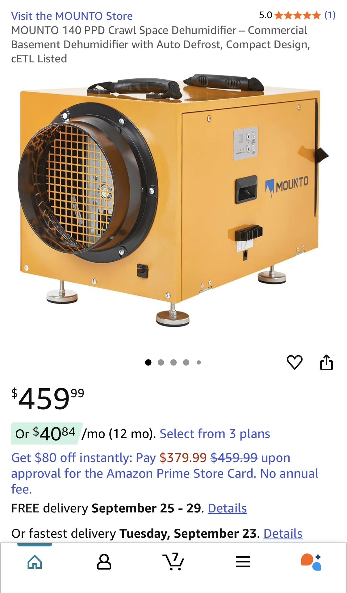 MOUNTO 140 PPD Crawl Space Dehumidifier