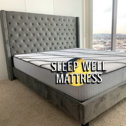 New King Bed Frame With Mattress 