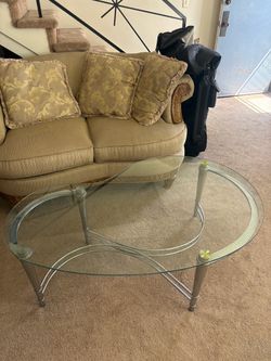 Glass and Lucite S-Curve Coffee Table