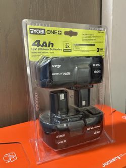 3 Ryobi 18v 4Ah Battery (2pack) + 1 High Performance Battery