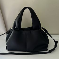 Black Faux Leather Handbag Crossbody Purse – Convertible Shoulder Bag with Adjustable Strap