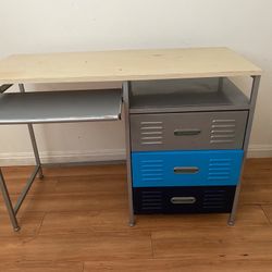 Metal Computer Table With Three Drawer 