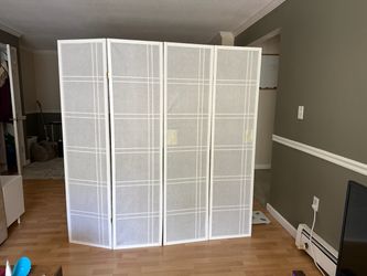 4-Panel White Room Divider Privacy Screen