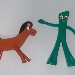 Vintage Bendable Large Gumby 6" & Pokey 4.5" Action Figures - Prema Toy Co. NJ