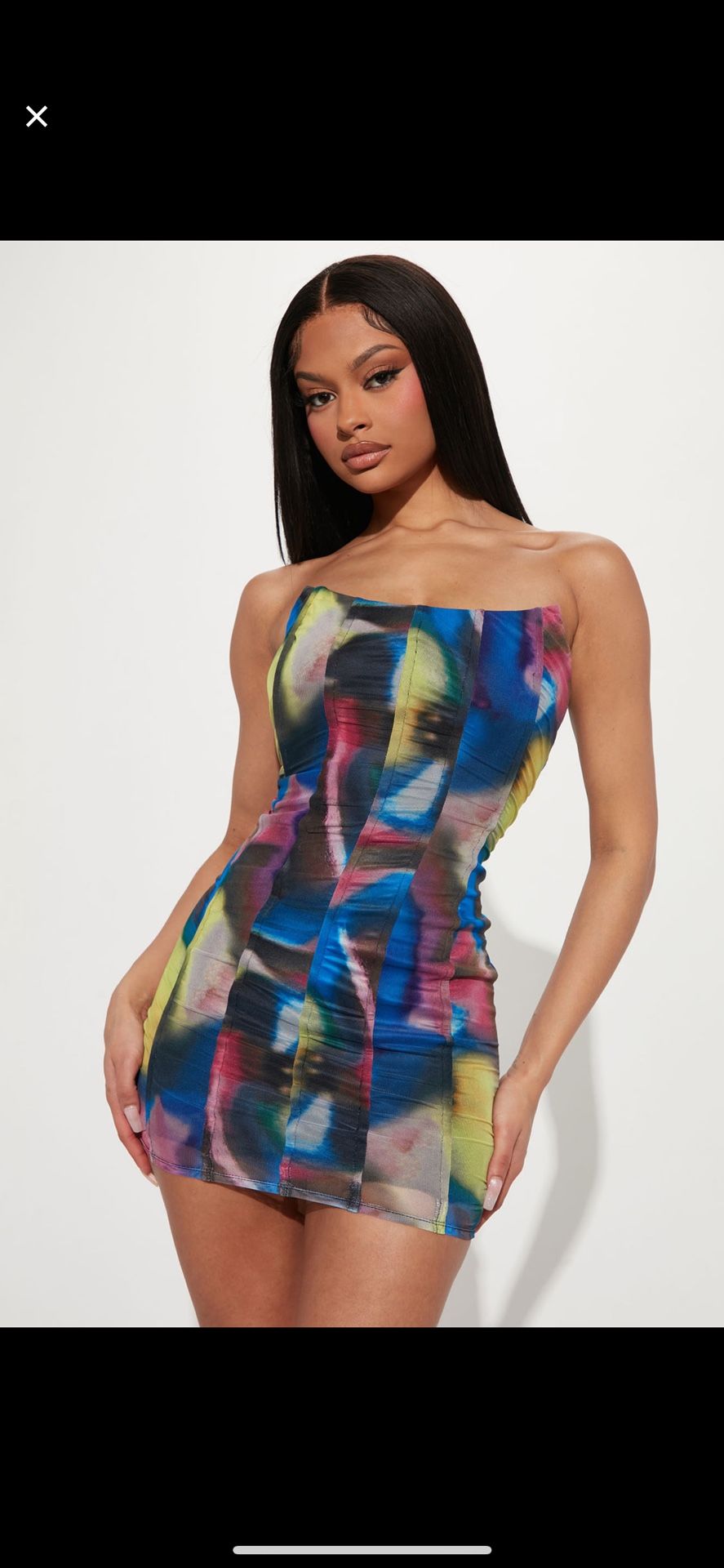 Strapless Colorful Dress fashion Nova