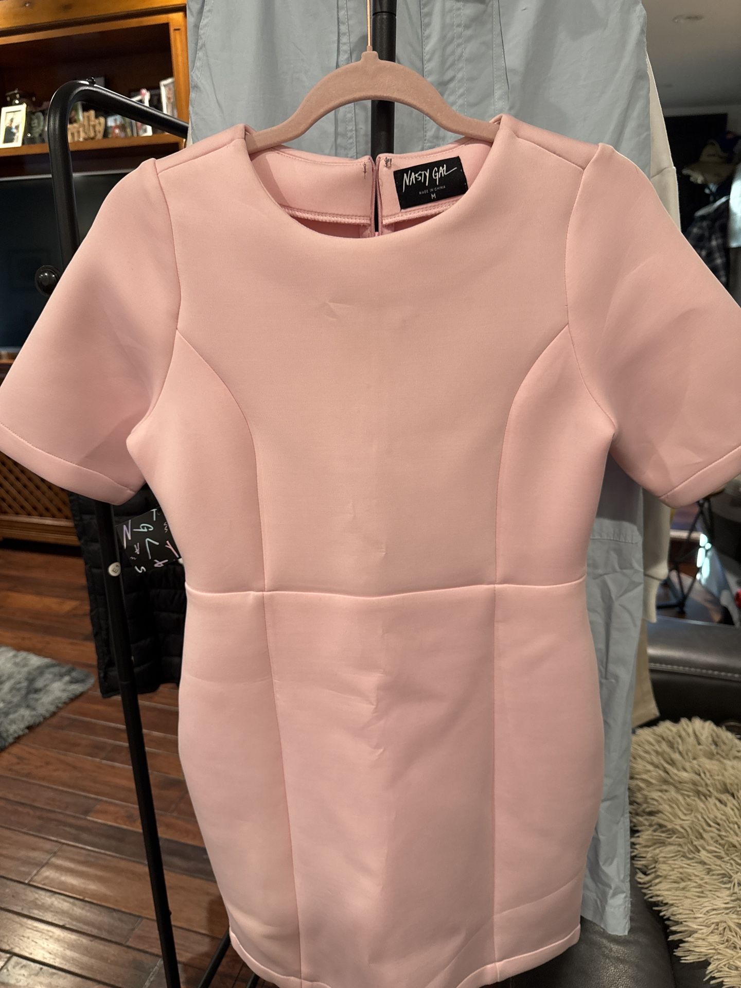 Nasty Gal Pink Fitted Mini Dress – Size M – NEW With Tag