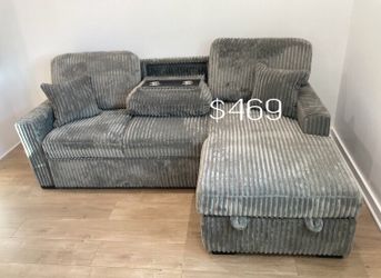 Sectional sofa with pull-out bed & storage chaise
