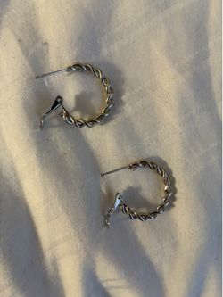Twisted Silver Hoops. Twist Rope Hoop
