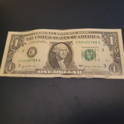 1 dollar bill with low serial number