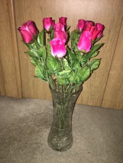 Crystal Vase with Silk Roses - price reduced!