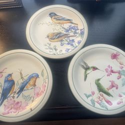3 Vintage Salad Plates, By LENOX. Summer Greetings