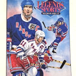  September/October 1992 issue of Legends Sports Memorabilia magazine, which prominently features New York Rangers hockey player Mark Messier. This spe