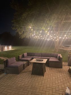 Wicker set & Firepit