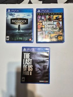 PS4 Games Lot (3 Games) - The Last of Us Part II, GTA V, BioShock Collection