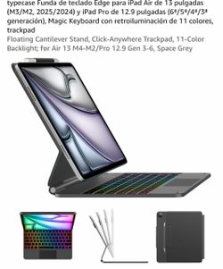 typecase Funda de teclado Edge para iPad Air de 13 pulgadas (M3/M2, 2025/2024) y iPad Pro de 12.9 pulgadas (6ª/5ª/4ª/3ª generación), Magic Keyboard co