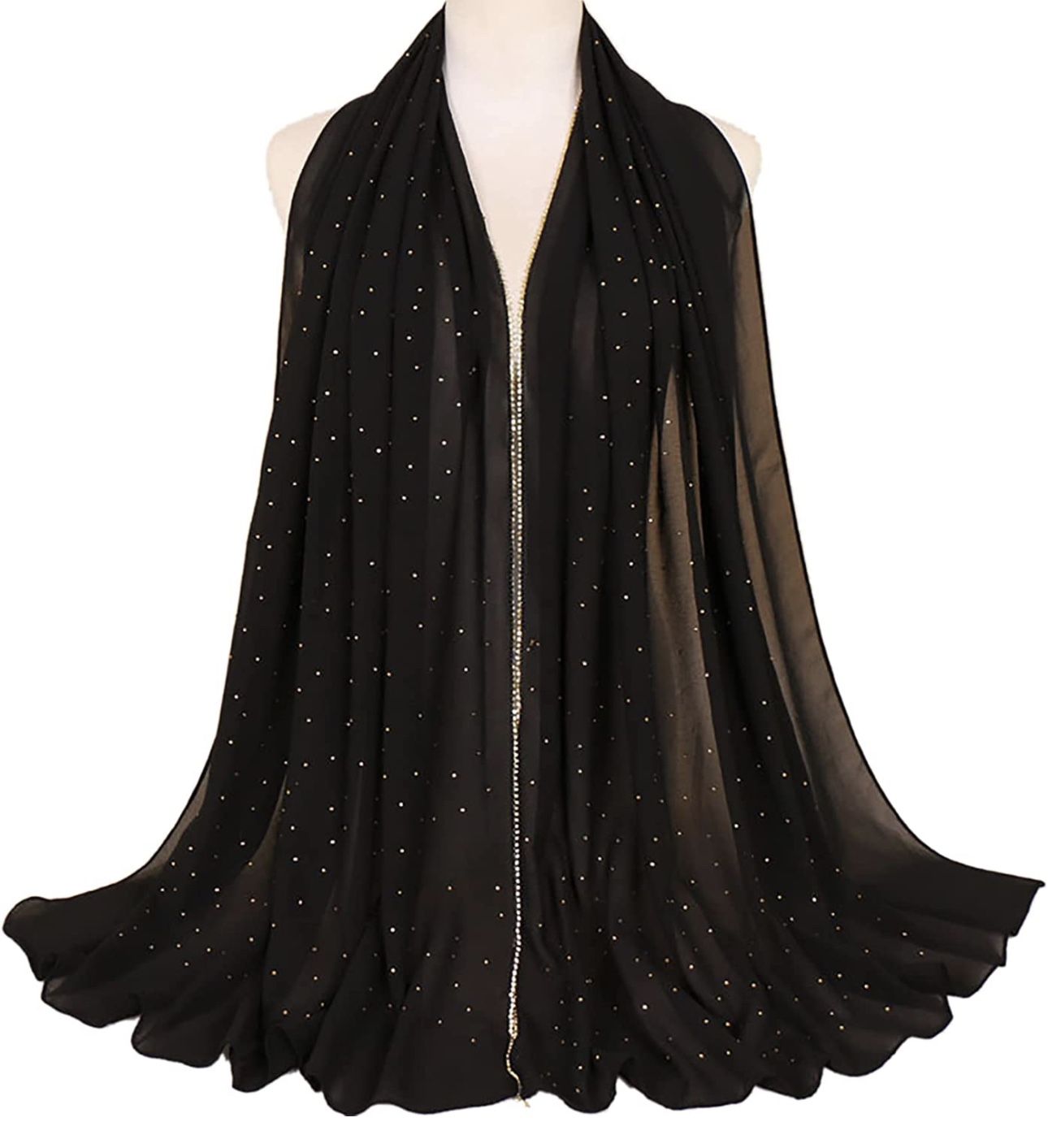 Women Soft Chiffon Rhinestone Long Scarf Shawl Fashion Muslim Hijab Head Wrap Scarves  ANKOMINA Women Soft Chiffon Rhinestone Long Scarf Shawl Fashion