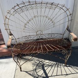 Vintage 1960s John Salterini Wrought Iron Peacock Settee