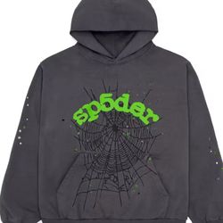 Gray And Green Spider Hoodie 