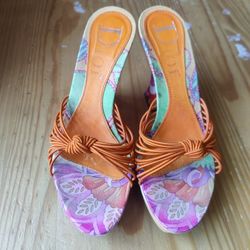 Vintage Christian Dior Floral Wedge Sandals (Y2K Designer)