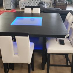 Counter Height Dining Table set with LED lights