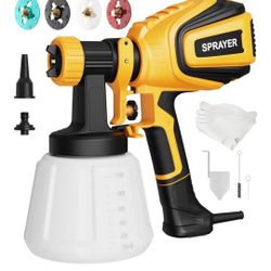Paint Sprayer, 700W HVLP Spray Gun with Cleaning & Blowing Joints, 4 Nozzles and 3 Patterns